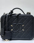 CHNL Filigree Vanity Case Quilted Caviar Medium Black