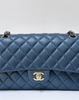 CHNL Quilted Medium Double Flap Blue Caviar 18S GHW