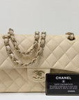 CHNL Small Classic Quilted Double Flap Ivory Light Beige 20C LGHW