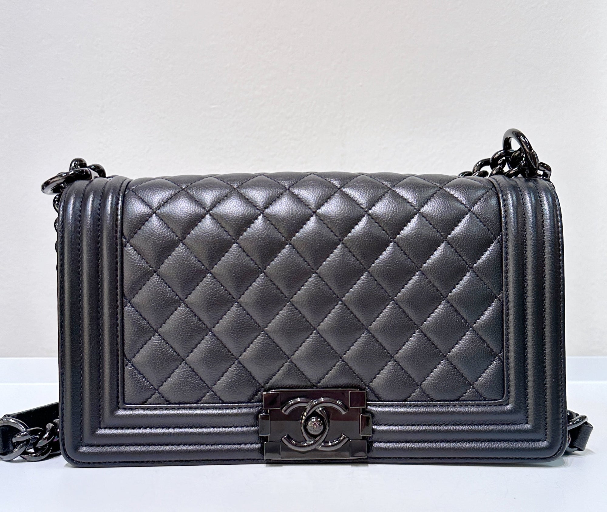 CHNL Medium LeBoy So Black Caviar Leather Bag
