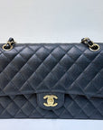 CHNL Medium Classic Flip Caviar Bag Black GHW