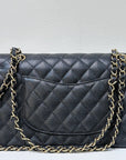 CHNL Medium Classic Caviar Double Flap Black GHW