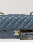 CHNL Pearly Caviar Quilted Mini Rectangular Flap Navy Blue 18S