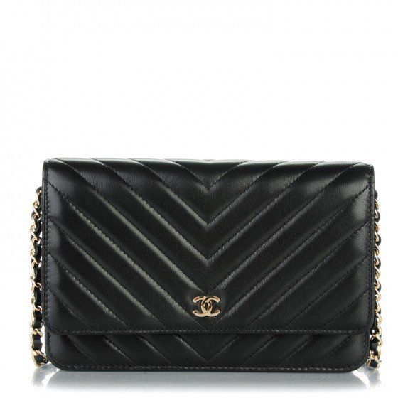 Chanel Wallet On Chain – WOC Chevron Lambskin Black SiLVer-Toned