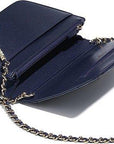 Chanel Wallet On Chain – WOC Quilted Lambskin Dark Blue SiLVer-Toned