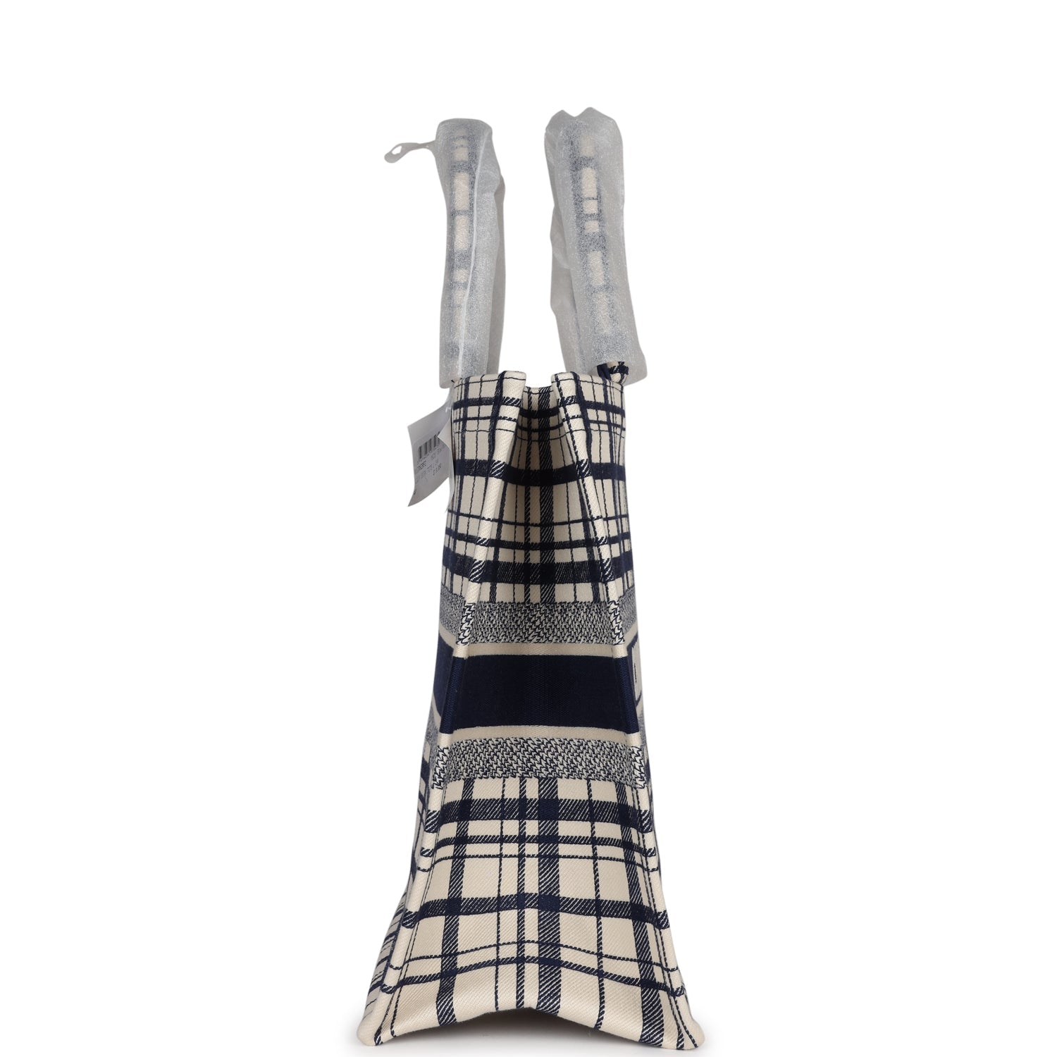 Christian DOR Blue and White Canvas Check'n' Large Book Tote