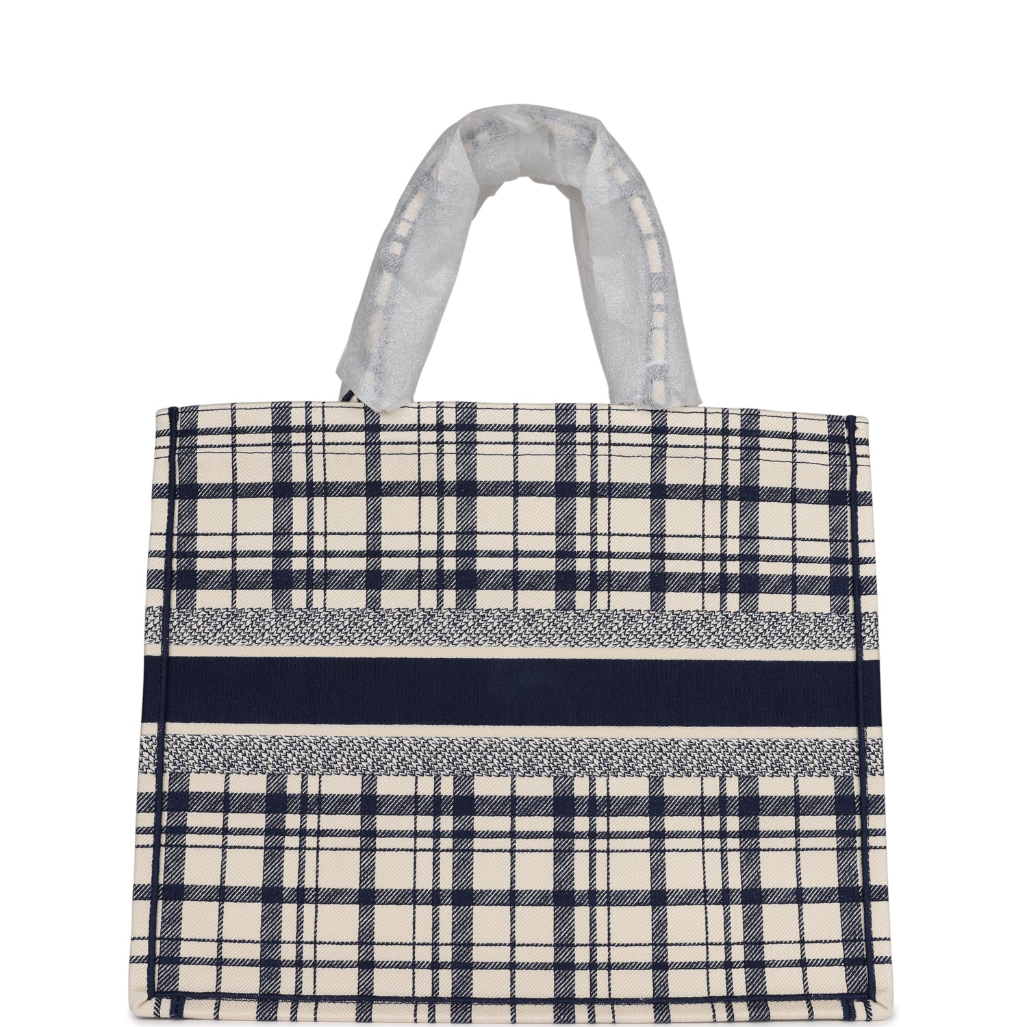 Christian DOR Blue and White Canvas Check'n' Large Book Tote