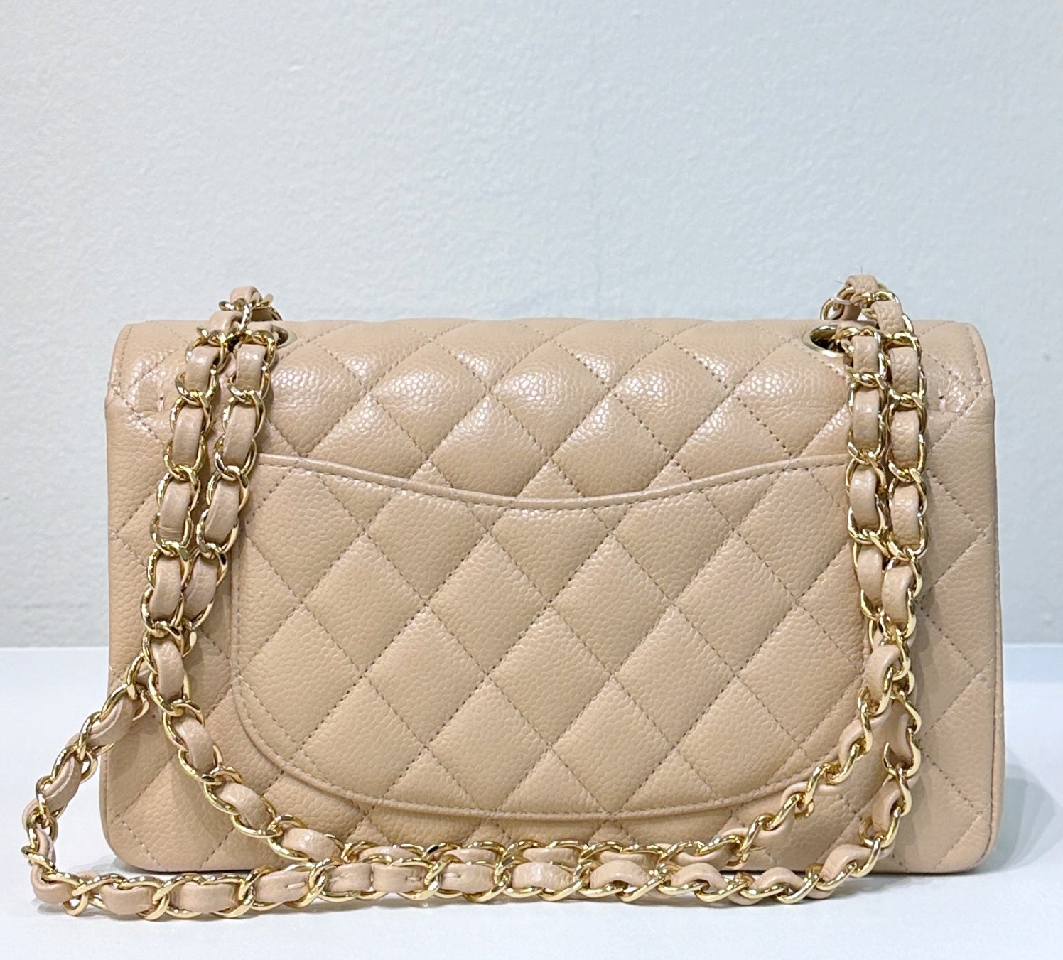 CHNL Classic Small Beige Caviar GHW