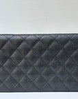 CHNL Large Iridescent Caviar Quilted Zip Around Organizer Wallet Black