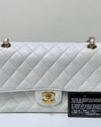 CHNL White Caviar Medium Classic 2.55 Double Flap Bag