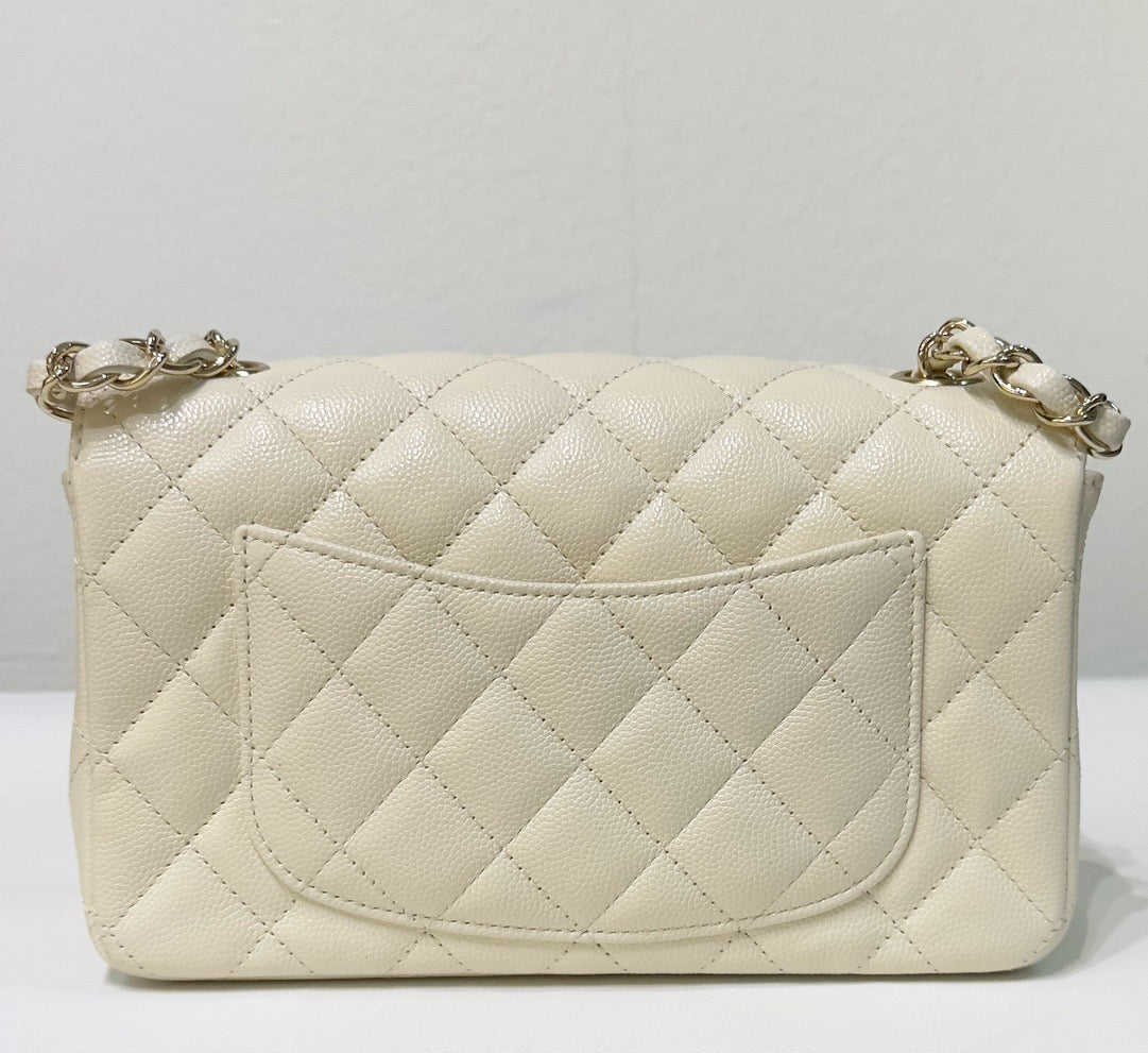 CHNL Mini Rectangle Caviar Lvory 17C GHW