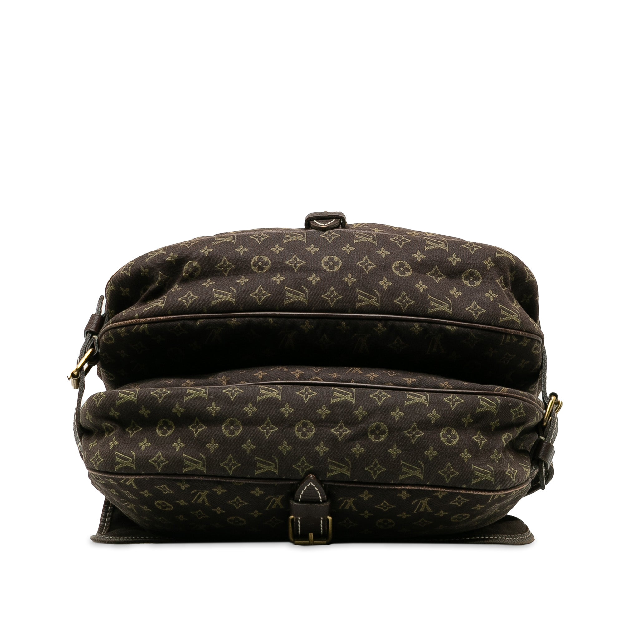 Brown LV Monogram Mini Lin Saumur 30 Crossbody Bag