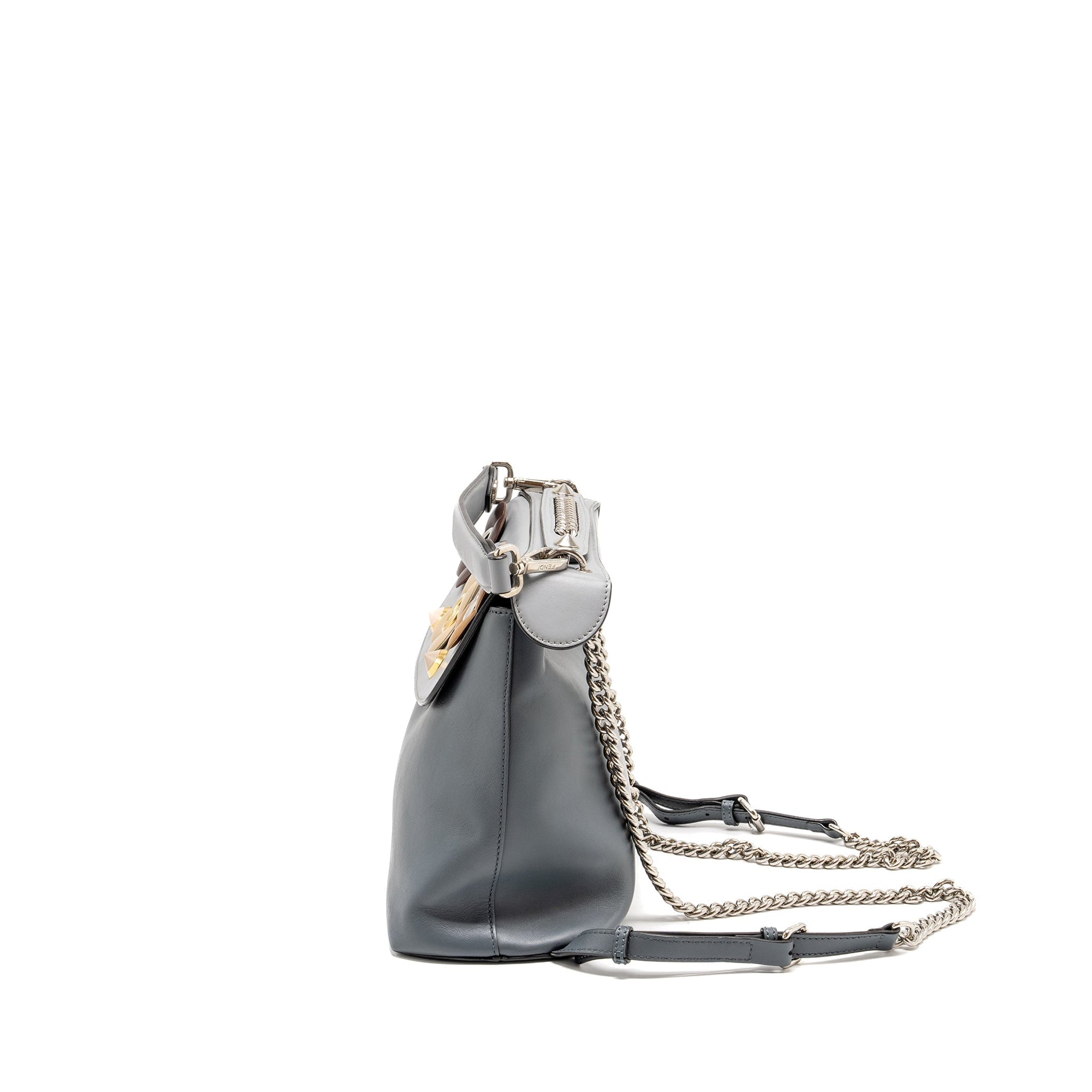 FNDI Flowerland 2 Way Shoulder Bag/Backpack Calfskin Grey Multicolour Hardware