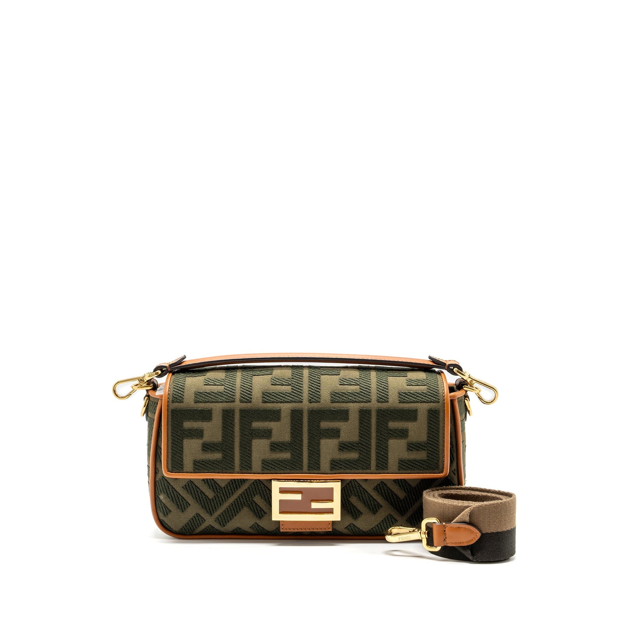 FNDI medium baguette bag canvas / calfskin multicolor GHW