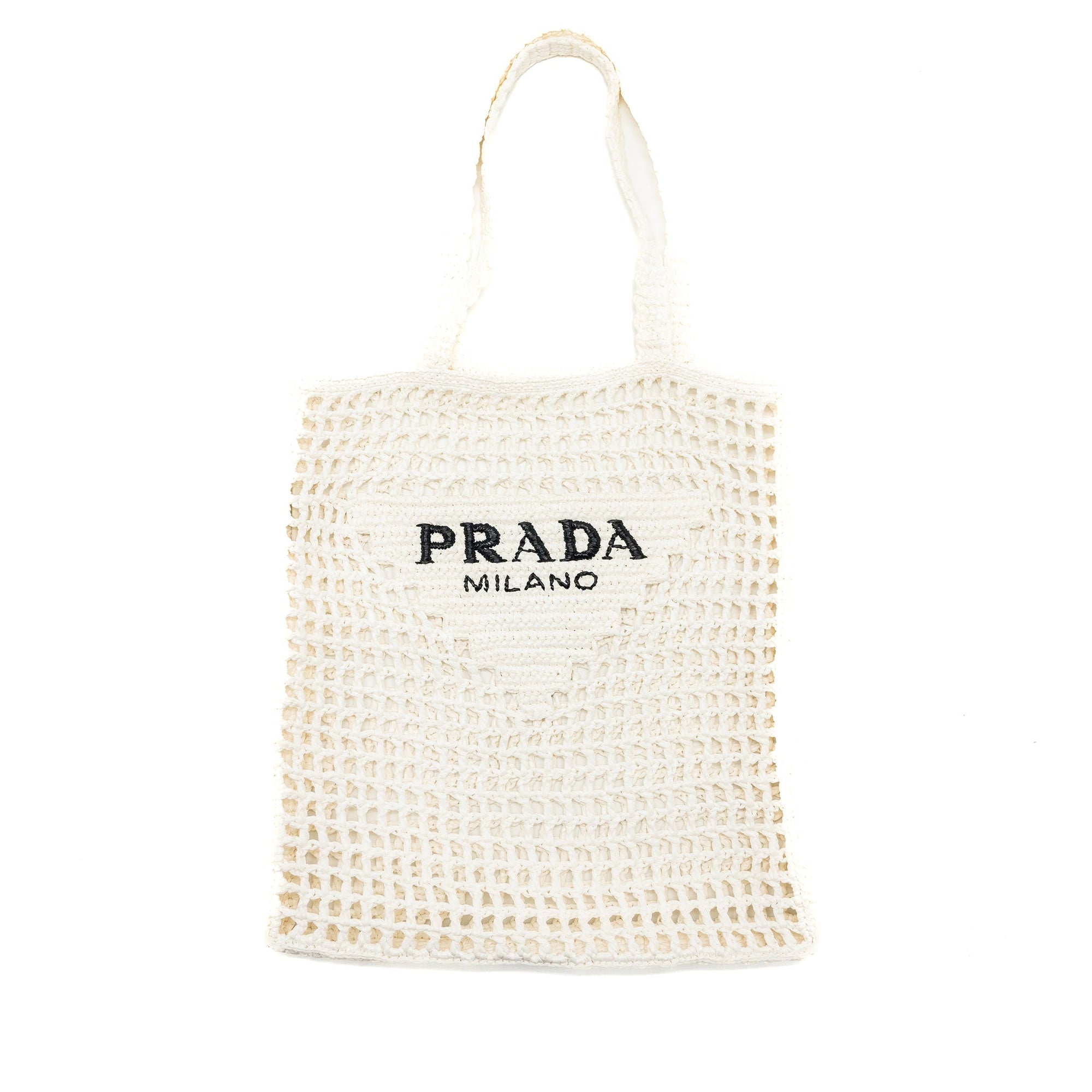 PRD crochet tote bag raffia white