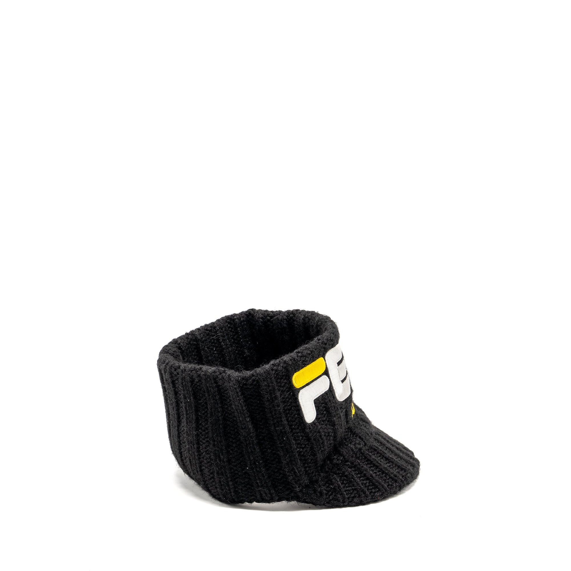 FNDI Mania Logo-Embroidered Knitted Headband Cap hat Alpaca/Wool Black/Multicolour