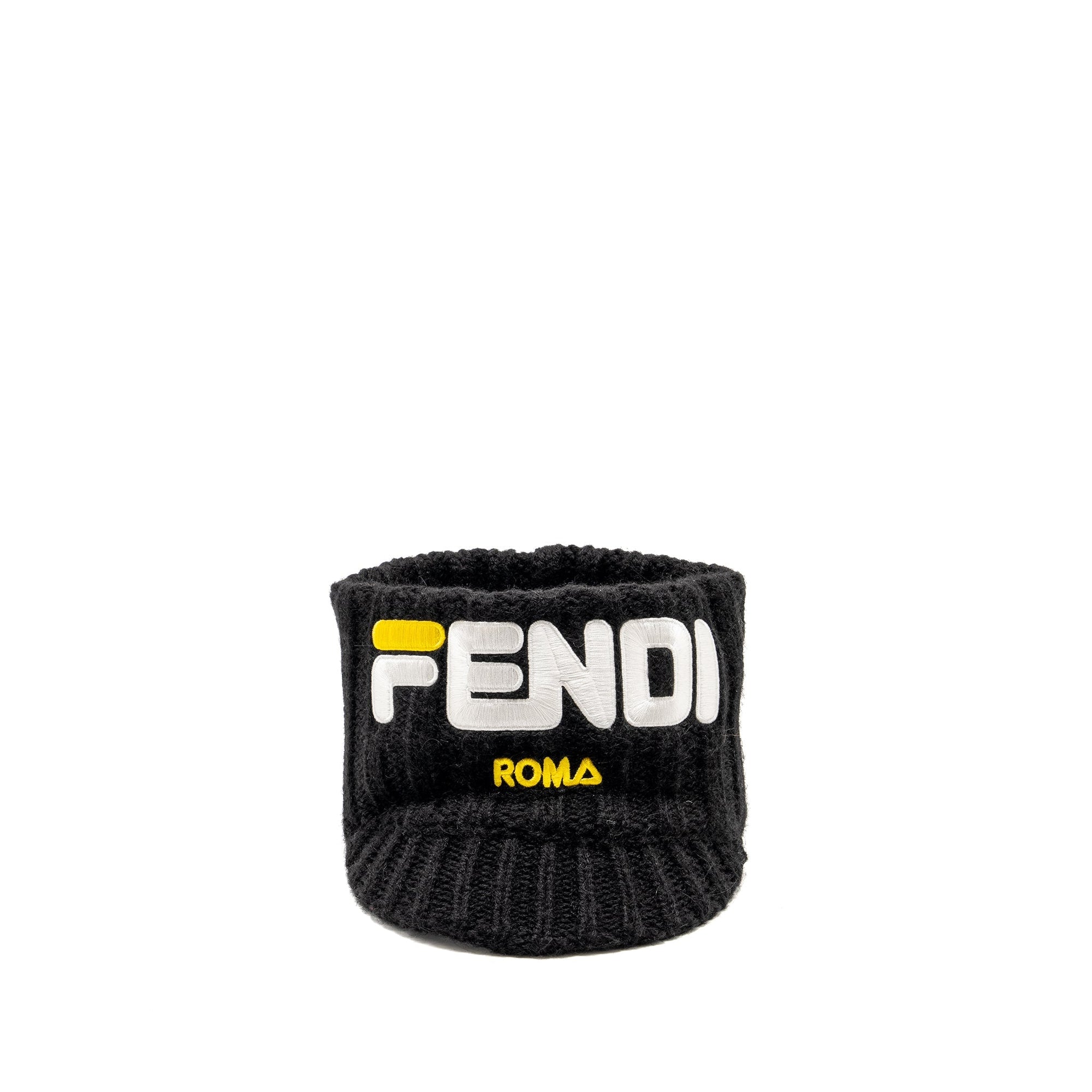 FNDI Mania Logo-Embroidered Knitted Headband Cap hat Alpaca/Wool Black/Multicolour