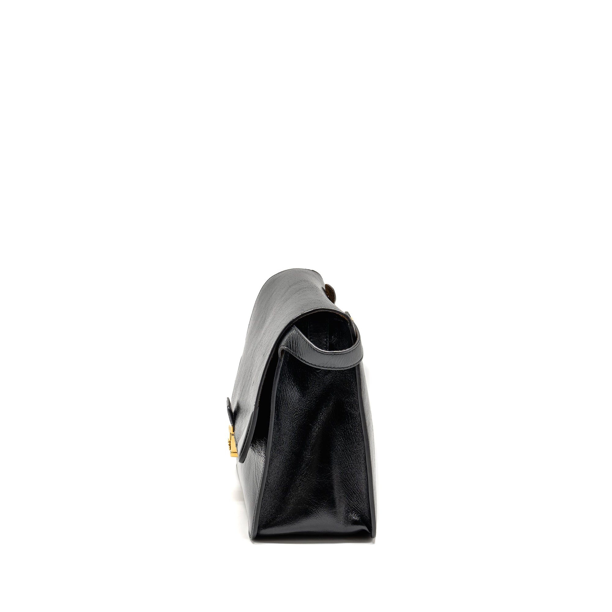 FNDI Kan U Shoulder Bag Leather Black GHW
