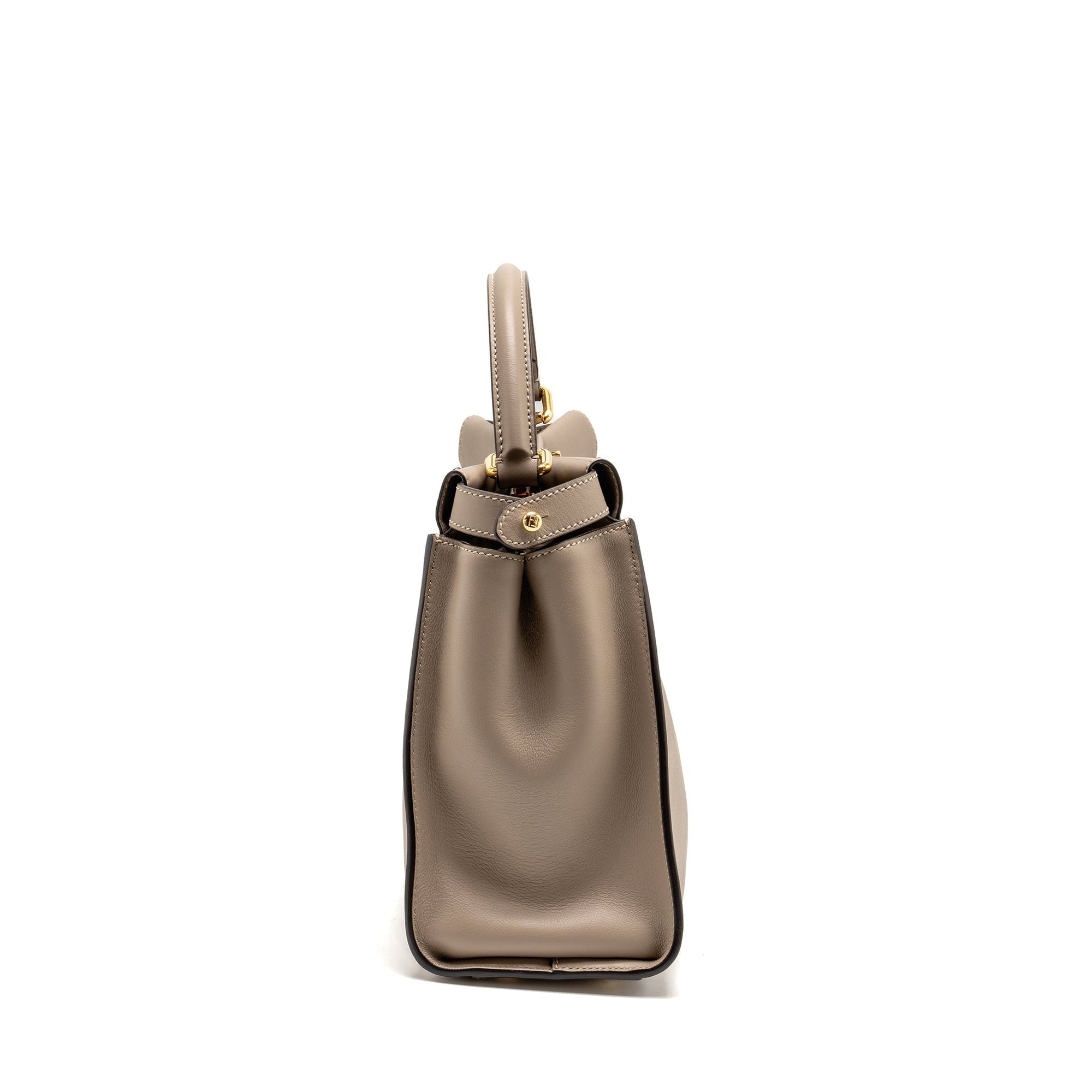 FNDI Medium Peekaboo Bag Calfskin Beige GHW