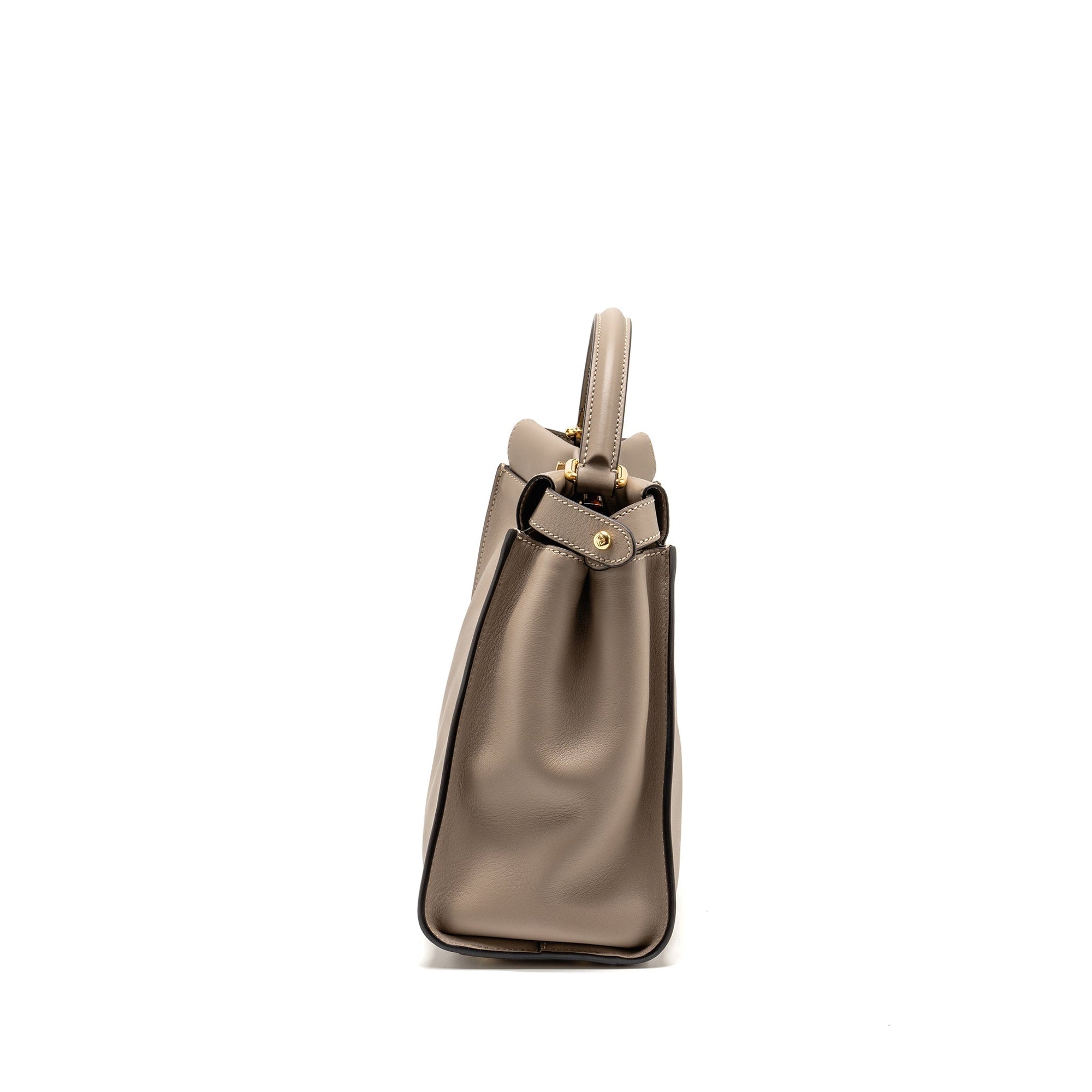 FNDI Medium Peekaboo Bag Calfskin Beige GHW