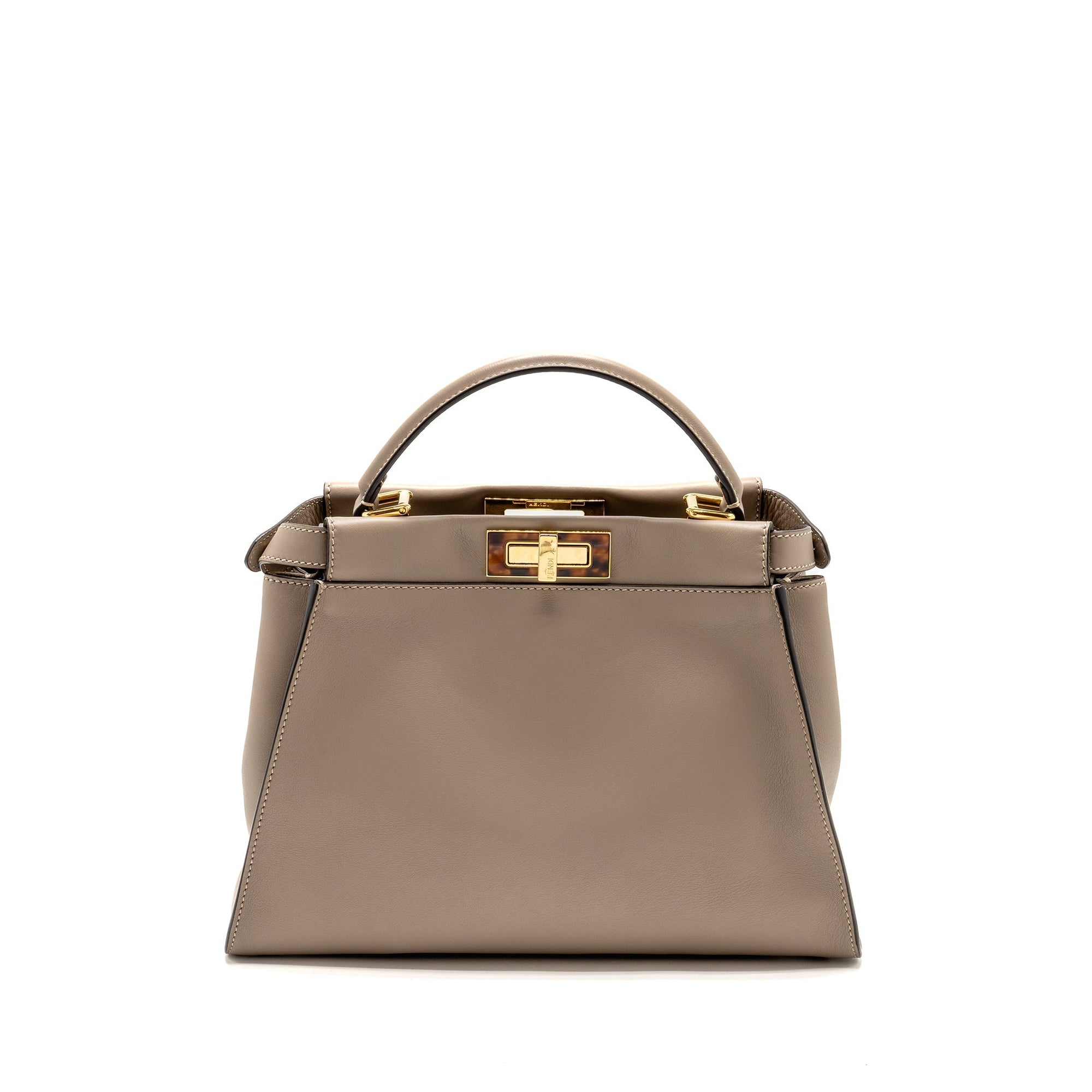 FNDI Medium Peekaboo Bag Calfskin Beige GHW
