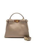 FNDI Medium Peekaboo Bag Calfskin Beige GHW