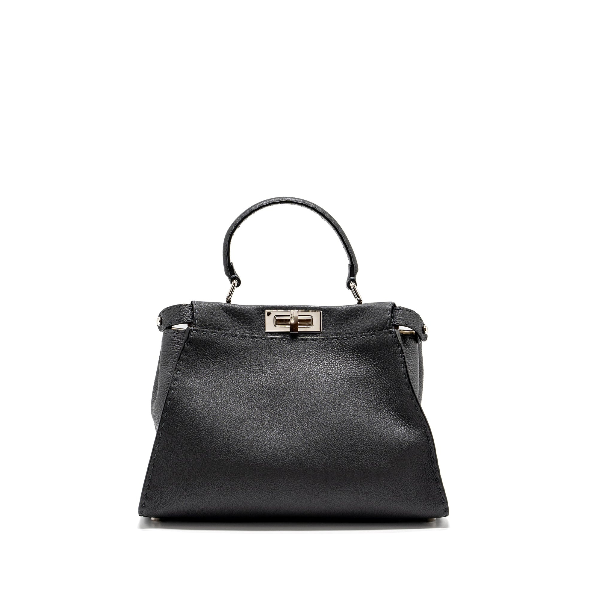 FNDI Medium Peekaboo Bag Selleria Leather Black SHW