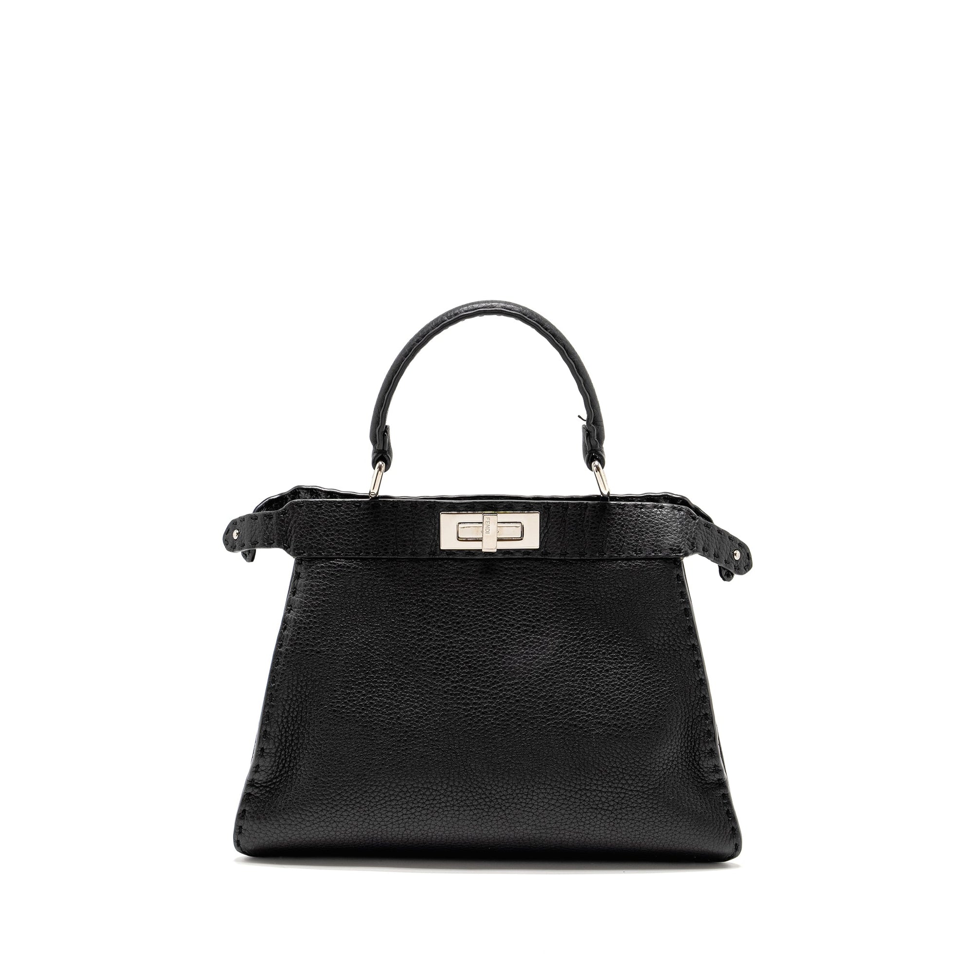 FNDI Medium Peekaboo Bag Calfskin Black SHW