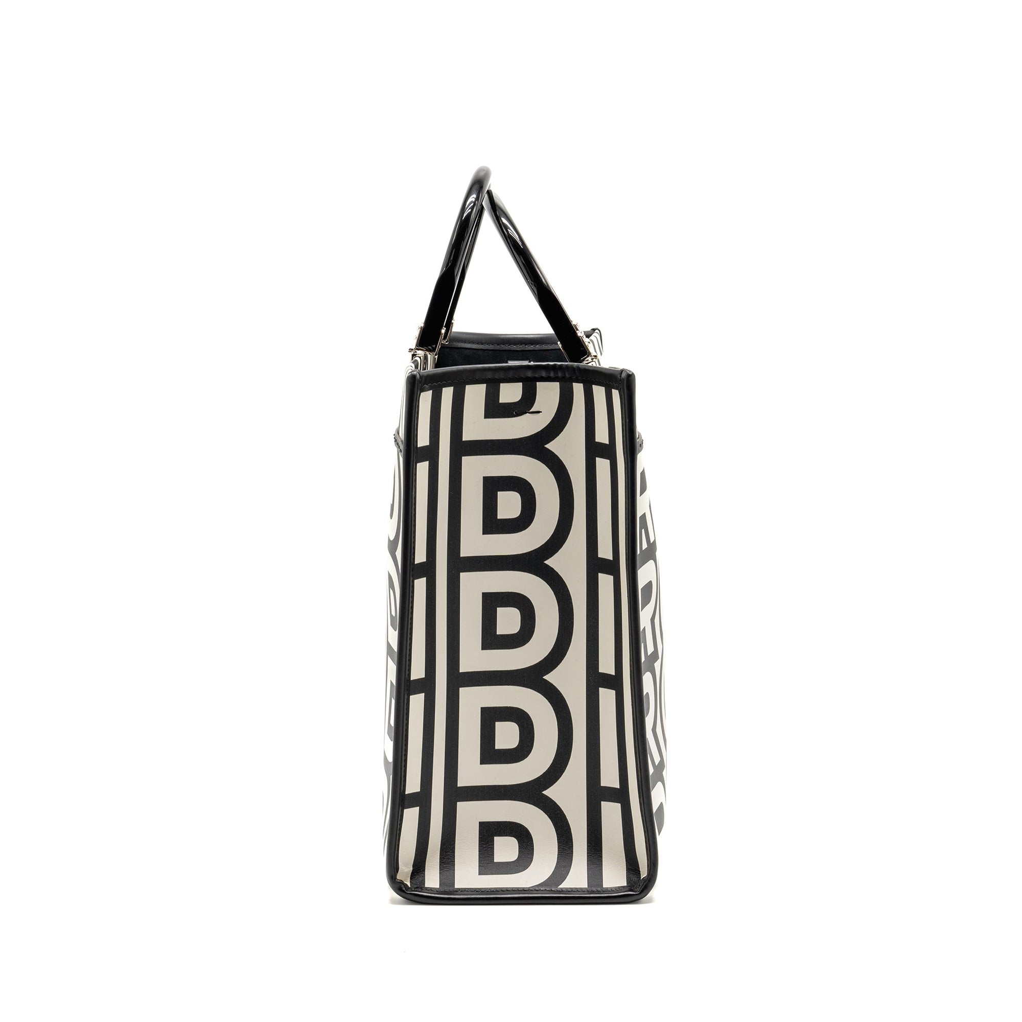 FNDI Medium Sunshine Roma Shopping Bag Calfskin Black/White SHW