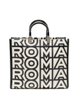 FNDI Medium Sunshine Roma Shopping Bag Calfskin Black/White SHW