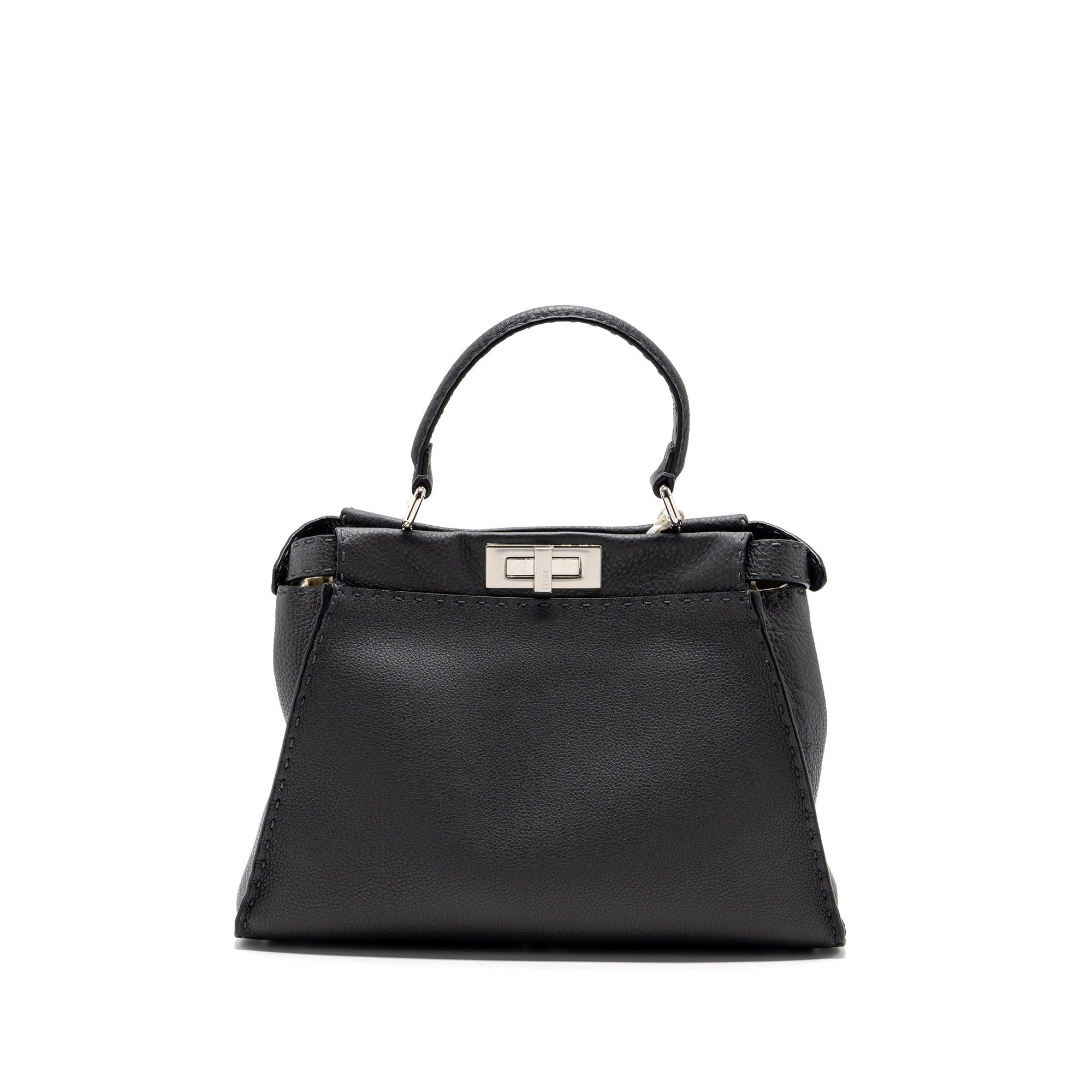 FNDI Medium Peekaboo Bag Selleria Leather Black SHW