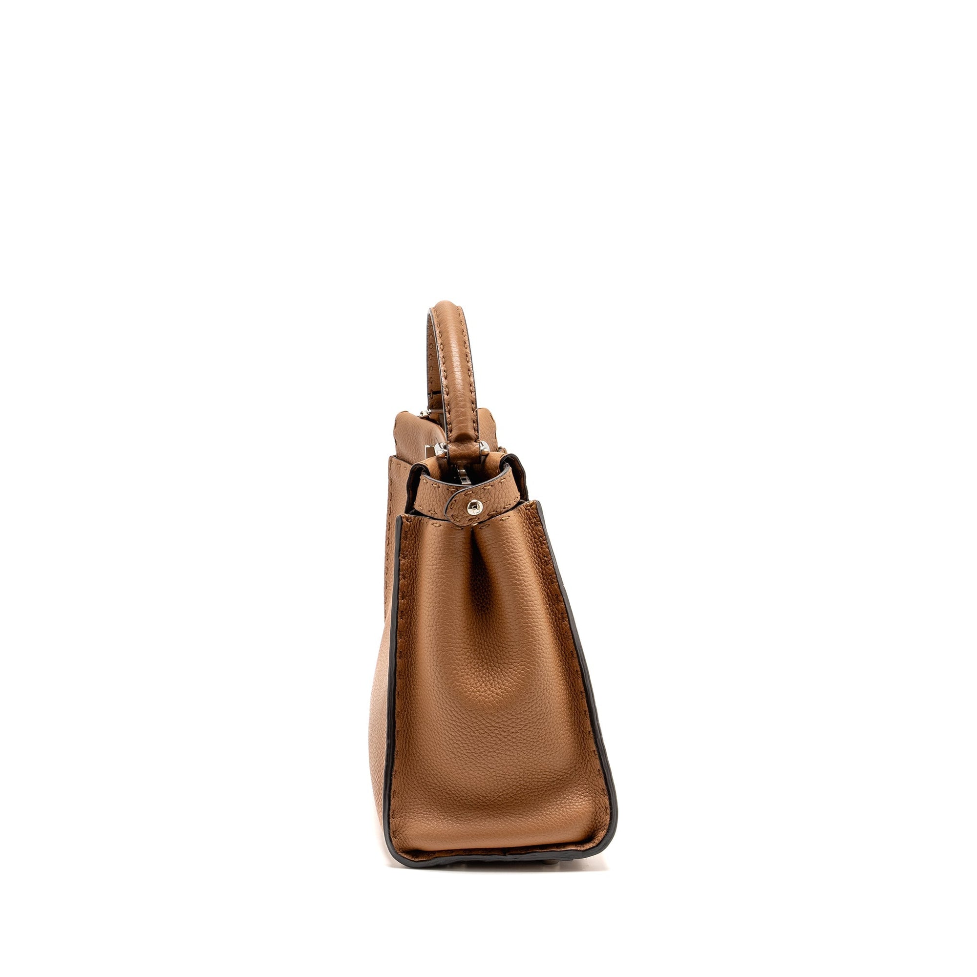 FNDI Medium Peekaboo Tote Bag Grained Calfskin Dark Beige SHW