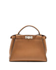 FNDI Medium Peekaboo Tote Bag Grained Calfskin Dark Beige SHW