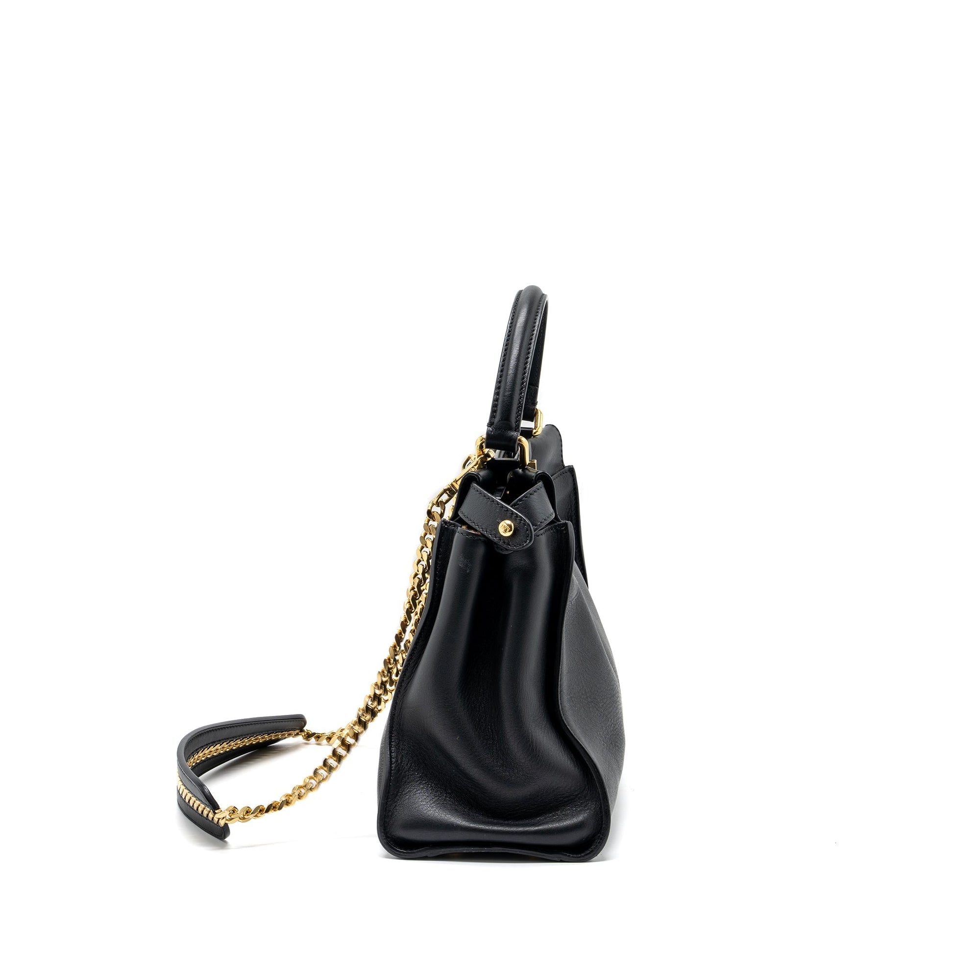 FNDI Medium Peekaboo Bag leather Black GHW