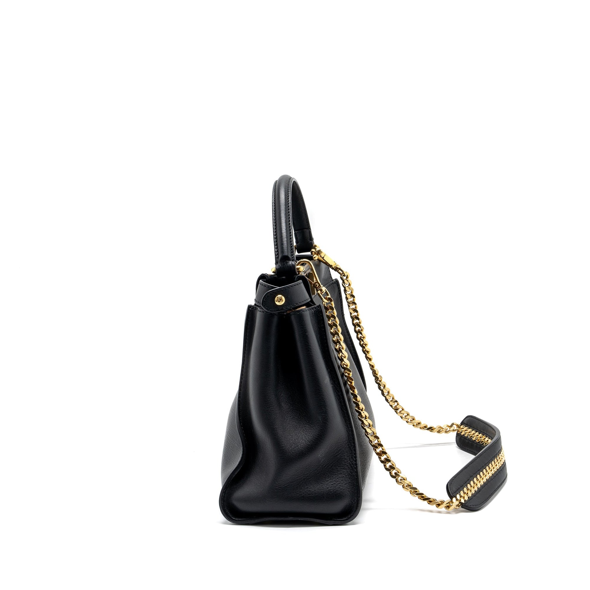 FNDI Medium Peekaboo Bag leather Black GHW