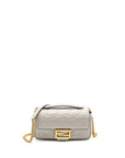 FNDI Medium Baguette Bag FF Embossed Nappa Grey GHW