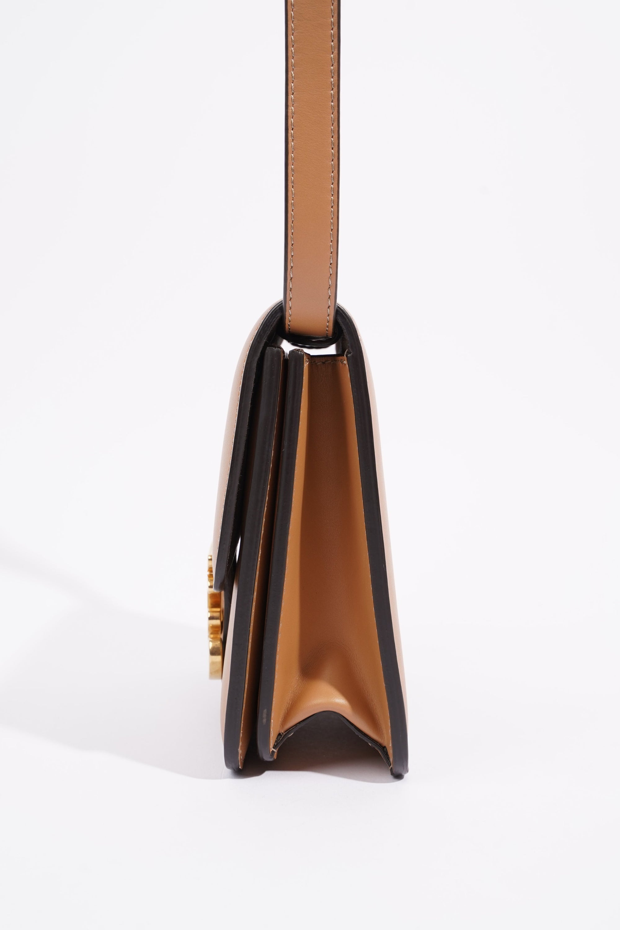 FNDI Karligraphy Shoulder Bag Tan Leather