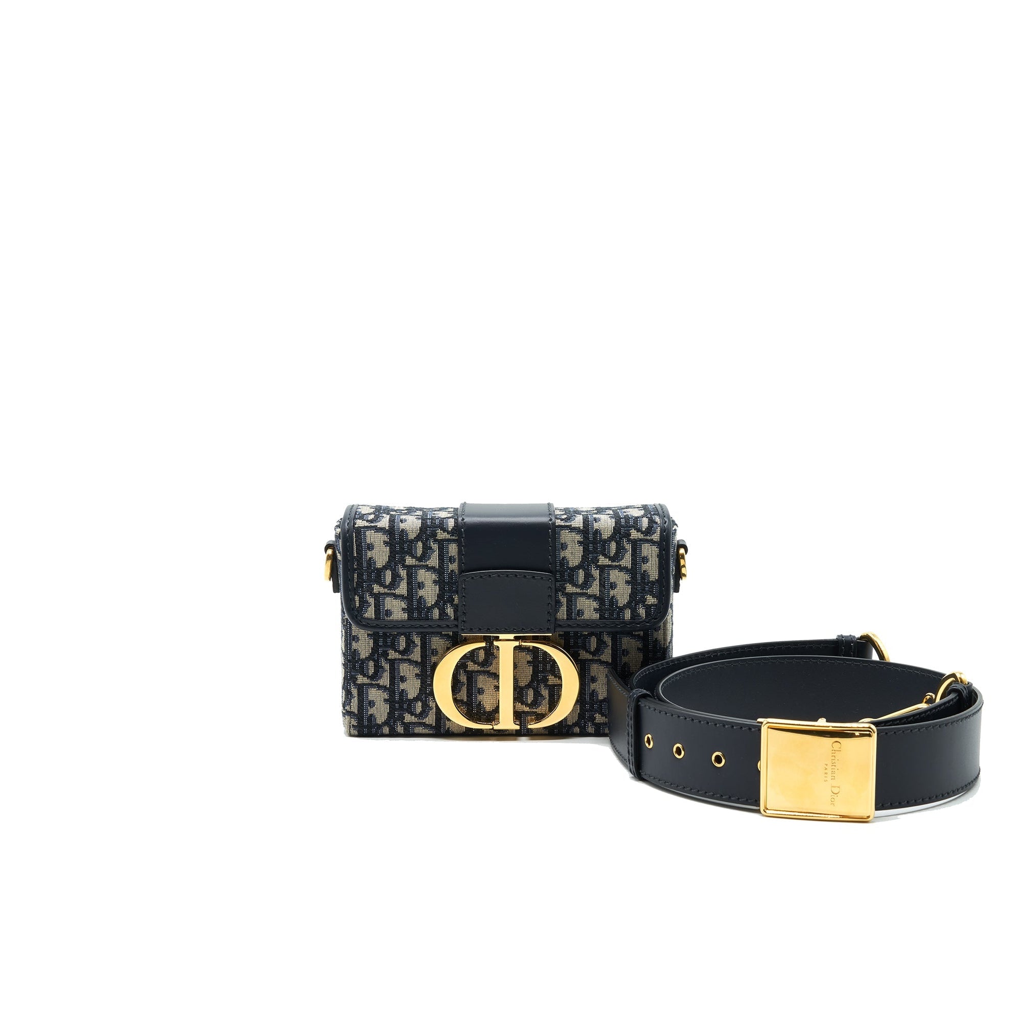 Christian DOR Montaigne Box Bag Oblique Canvas Blue