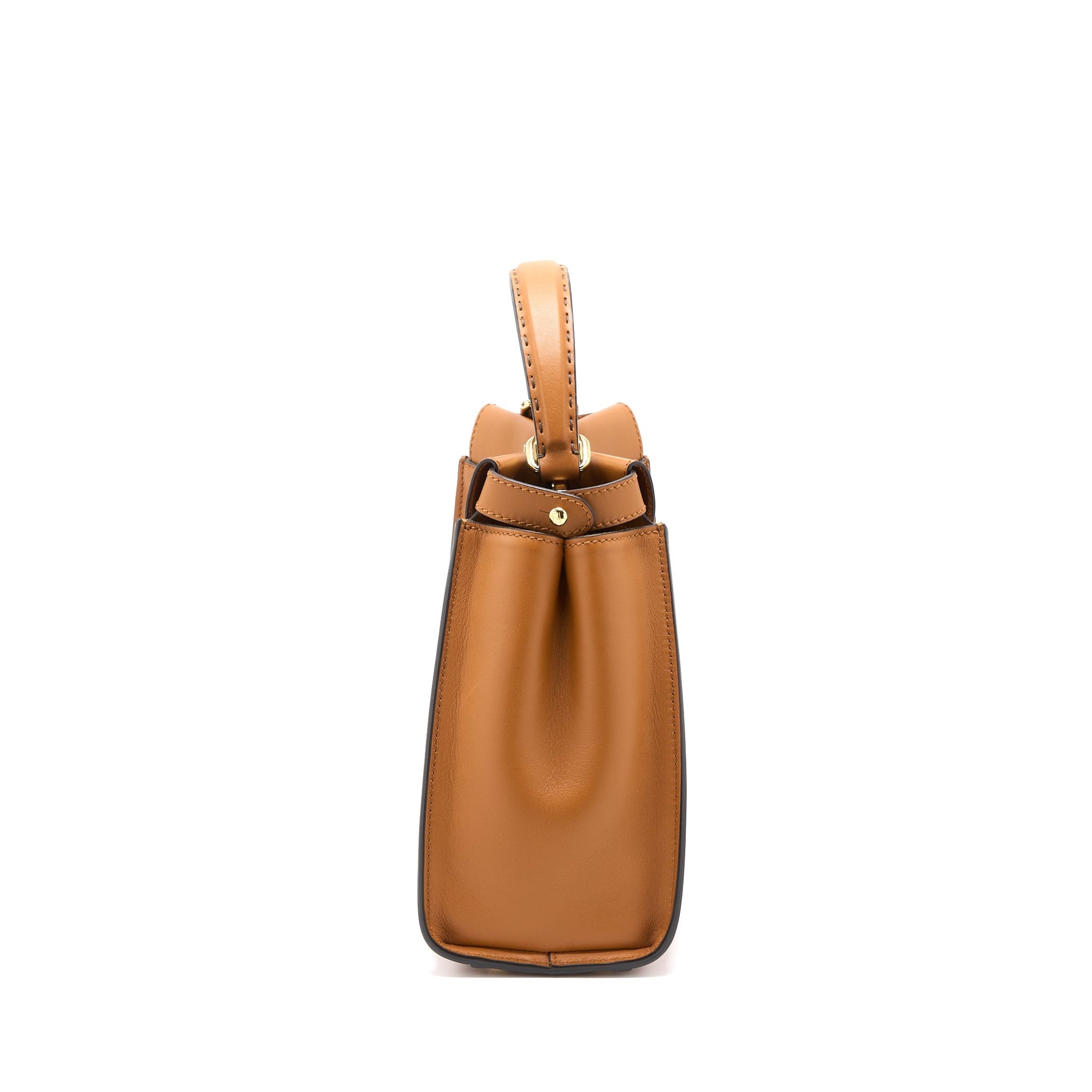 FNDI Medium Peekaboo Bag Calfskin Caramel GHW