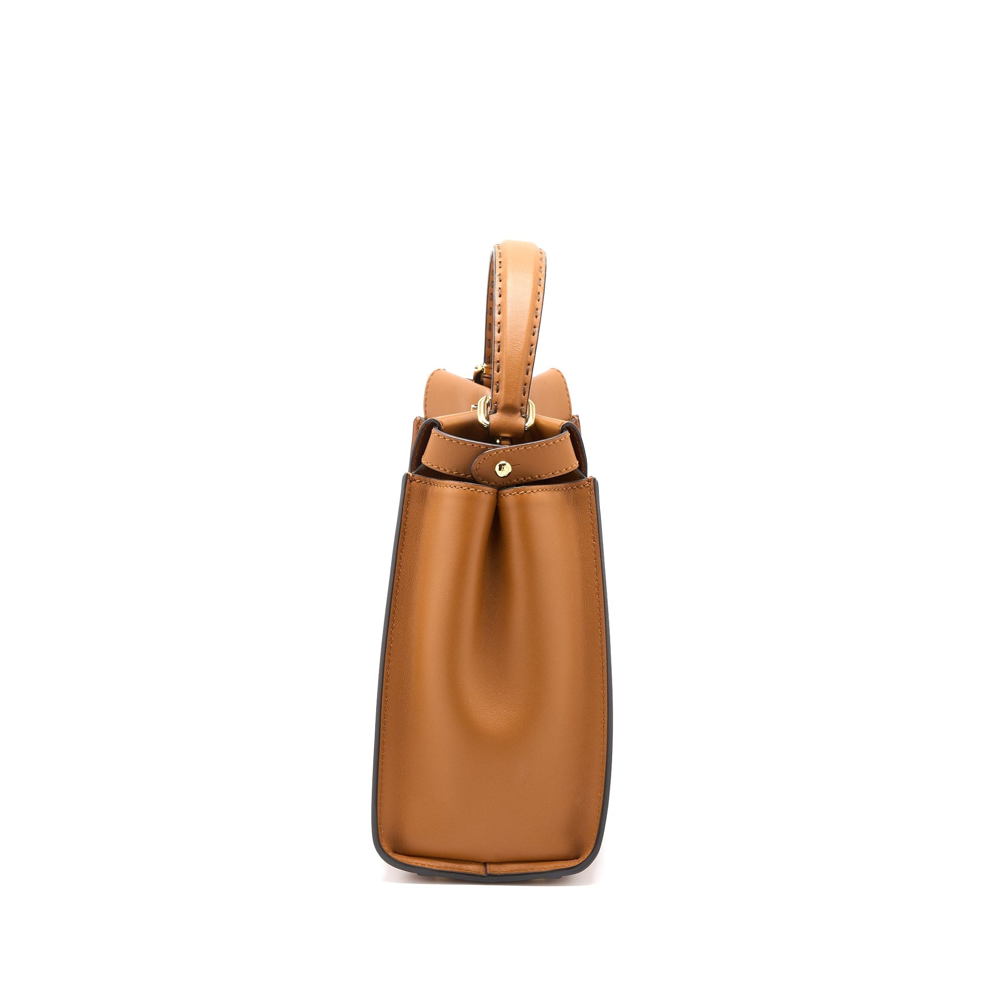 FNDI Medium Peekaboo Bag Calfskin Caramel GHW