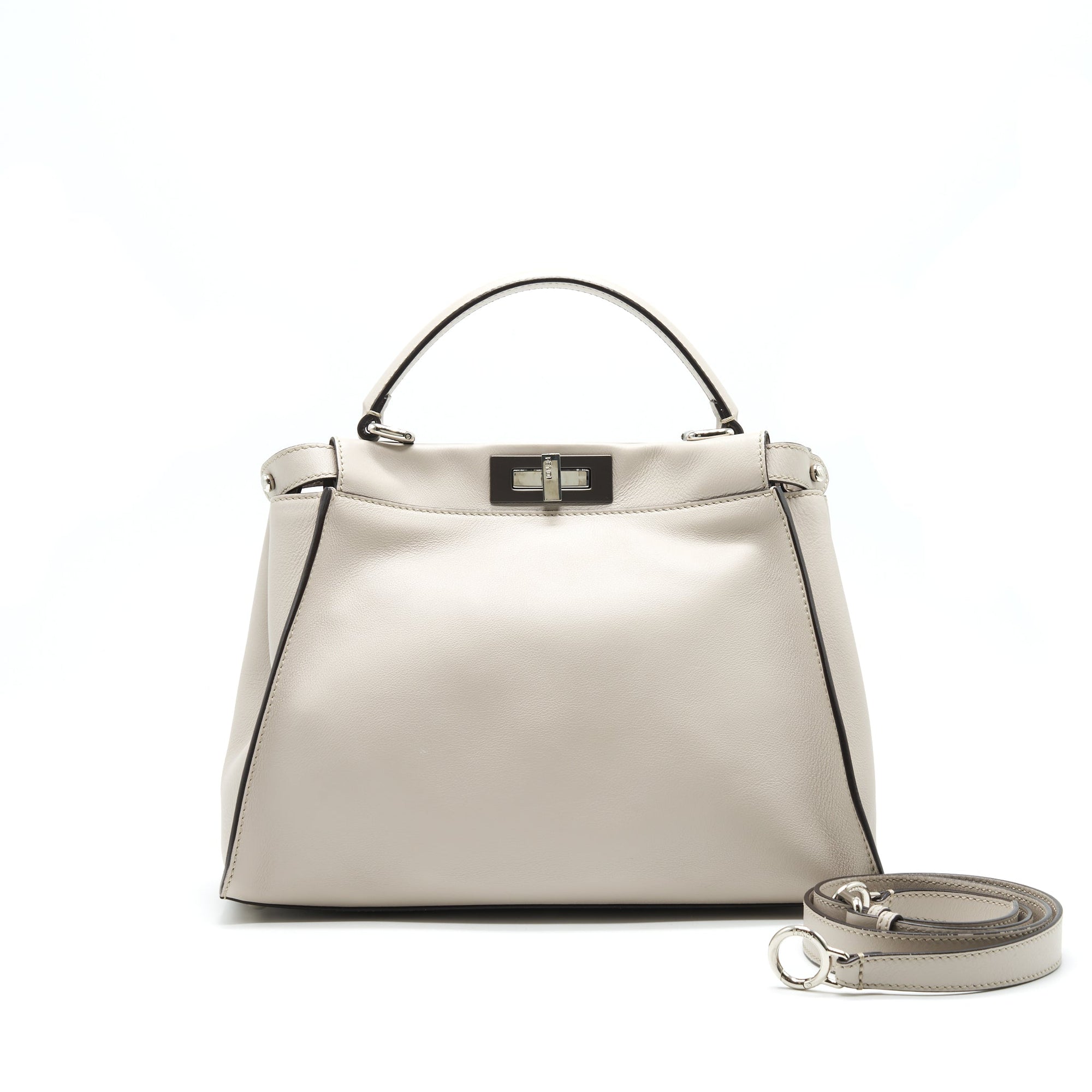 FNDI Medium Peekaboo Bag Light Grey with SHW