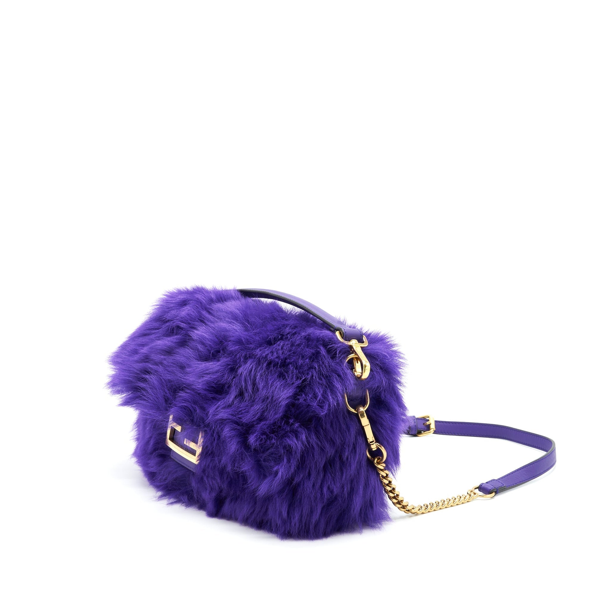FNDI Baguette Fur Handbag Purple