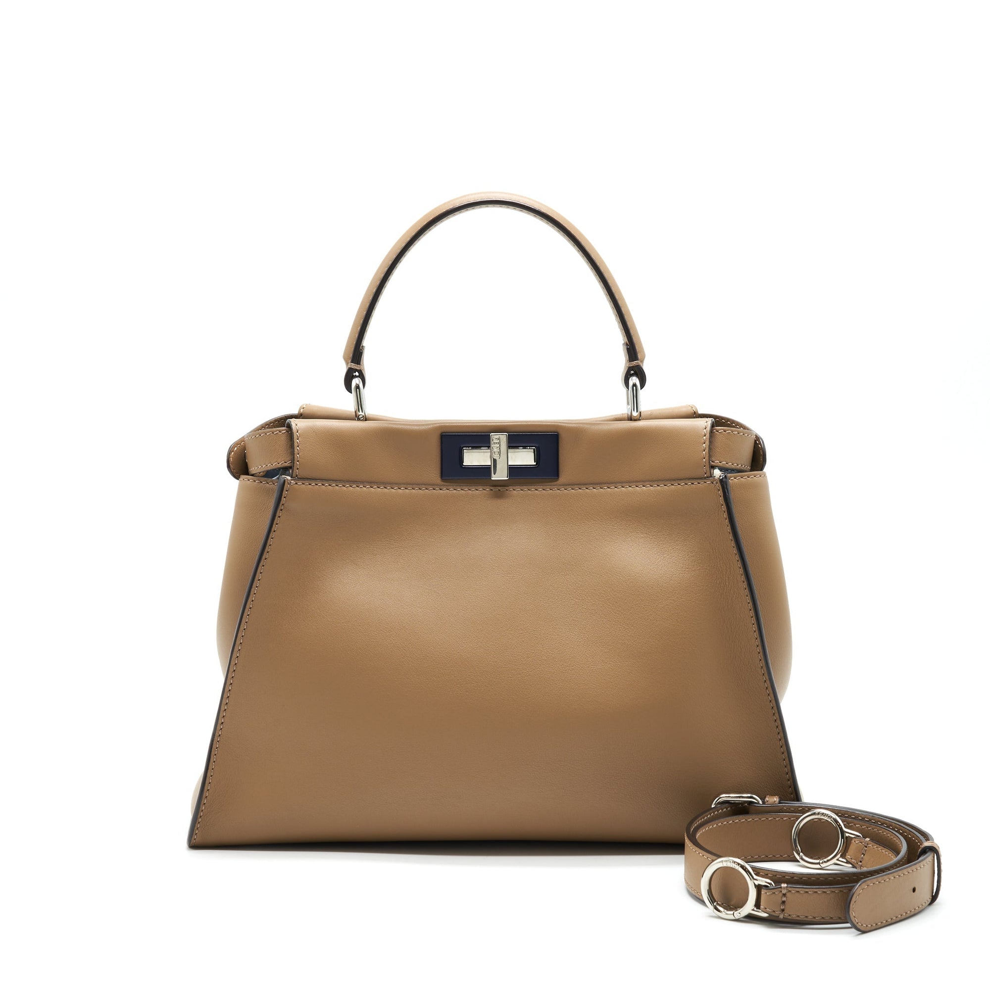 FNDI MEDIUM PEEKABOO BAG DARK BEIGE WITH SHW