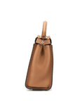 FNDI Medium Peekaboo Tote Bag Grained Calfskin Caramel SHW