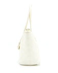 Christian DOR Canvas and Leather Tote Bag in Creamy White