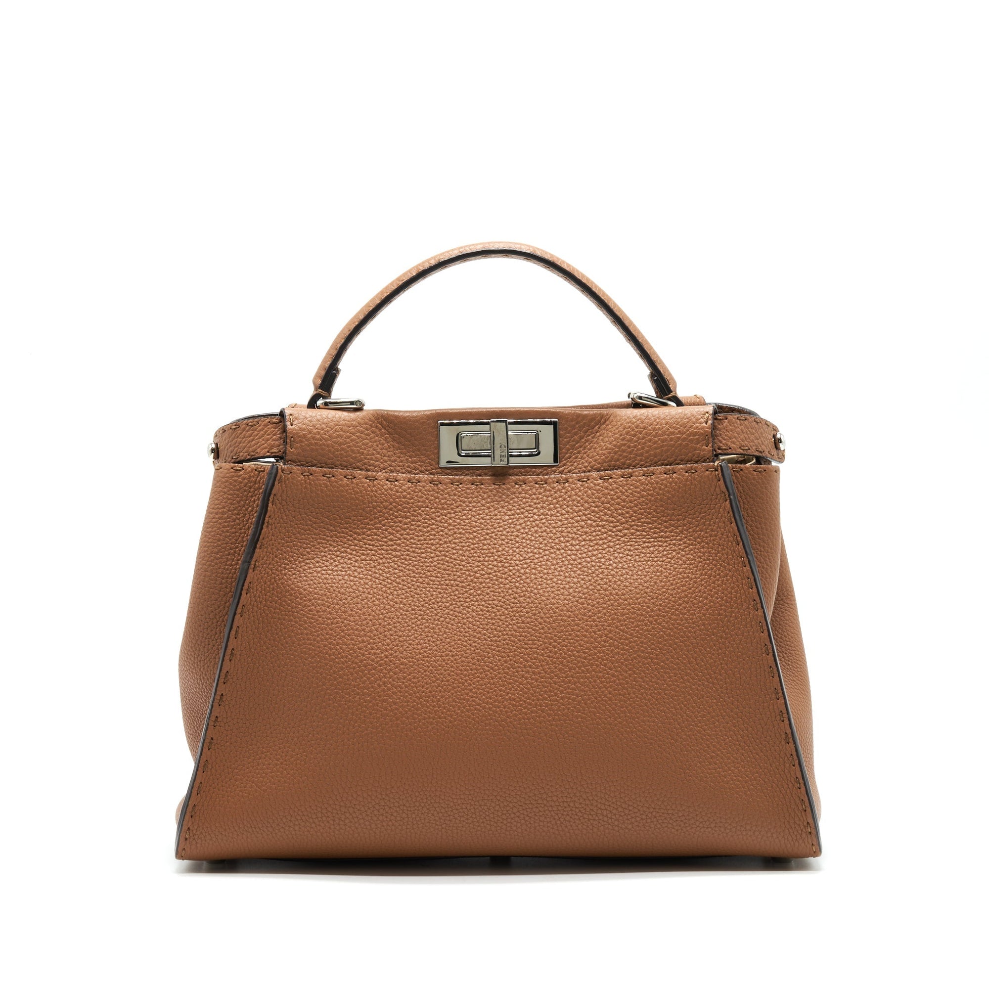 FNDI Medium Peekaboo Bag in Romano Leather Caramel SHW