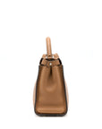 FNDI Medium Peekaboo Tote Bag Grained Calfskin Caramel SHW