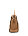 FNDI Medium Peekaboo Tote Bag Grained Calfskin Caramel SHW