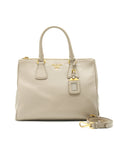PRD grained calfskin double zip Tote Bag Light Grey GHW