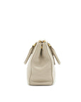 PRD grained calfskin double zip Tote Bag Light Grey GHW